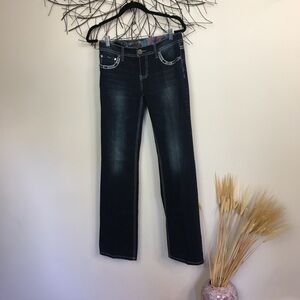 Distressed dark wash ADIKTD Jeans. 28/34 roses